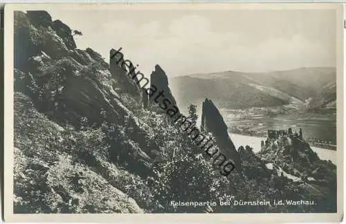 Felsenpartie bei Dürnstein - Foto-Ansichtskarte - Verlag Johann Saska Krems