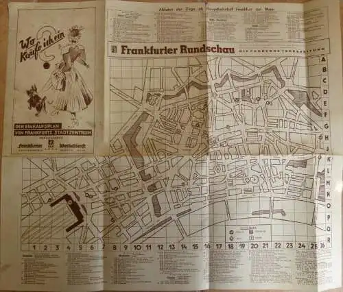 Frankfurt am Main - Der Einkaufsplan von Frankfurts Stadtzentrum - 50cm x 60cm - rückseitig Werbung