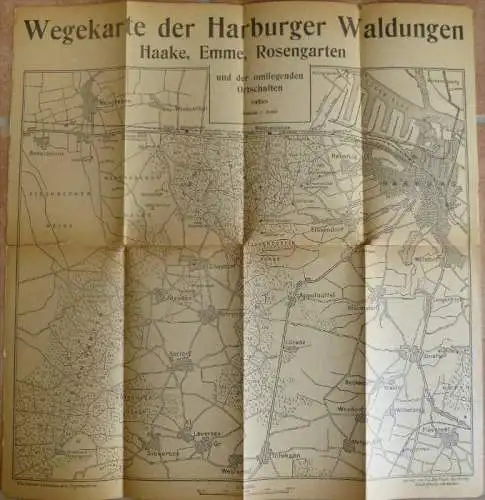 Wegekarte der Harburger Waldungen - Haake Emme Rosengarten und der umliegenden Ortschaften - 38cm x 40cm 1:30'000 Verlag