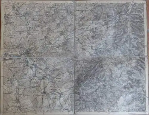 Hanau - Topographische Karte mit leinenverstärkten Falzen 30cm x 38cm