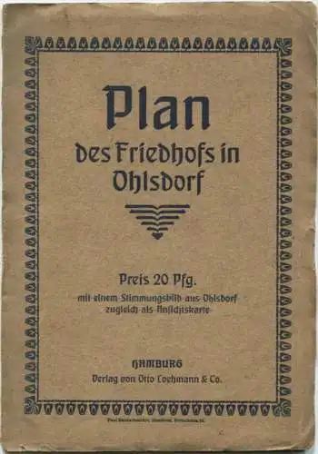 Hamburg - Plan des Friedhofs in Ohlsdorf 1903 - 70cm x 70cm - Verlag Otto Loehmann & Co. Hamburg - rückseitig Werbung -