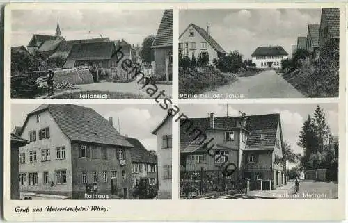 Untereisesheim - Schule - Rathaus - Kaufhaus Metzger - Teilansicht - Posthilfstellenstempel