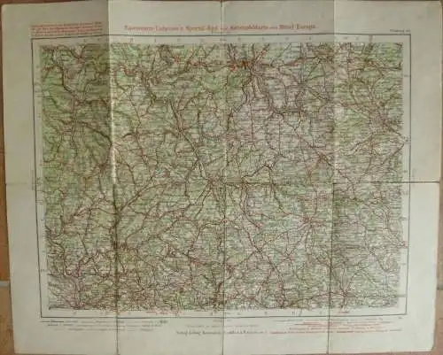 Würzburg 114 - 30cm x 40cm - 1:300'000 - Topographische Karte des Kaiserlichen Automobil Clubs - Radfahrer Bund und Radf