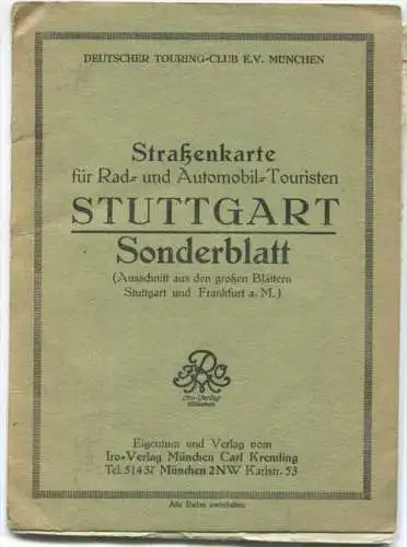Stuttgart - Strassenkarte für Rad- und Automobil-Touristen - Deutscher Touring-Club e. V. München - 1: 250'000 44cm x 56