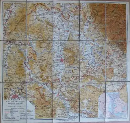 Karte von Südhannover 1912 - 1:150'000 - 54cm x 57cm - auf Leinen gezogen - Herausgeber H. Deppe - Verlag Vandenhoeck un
