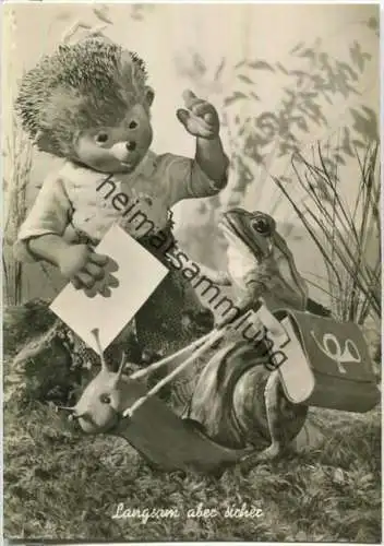 Mecki - Langsam aber sicher - Nr. 76 - Schnecke - Frosch - Verlag Für Kunstfreunde Salzburg - Foto-Ansichtskarte