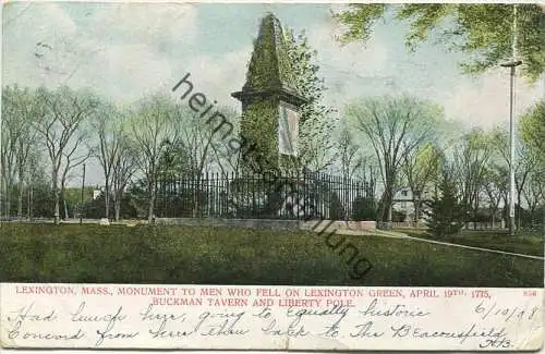 Massachusetts - Lexington - Monument gel. 1908