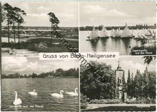 Berlin Heiligensee - Dorfkirche - Segelregatta - Foto-Ansichtskarte