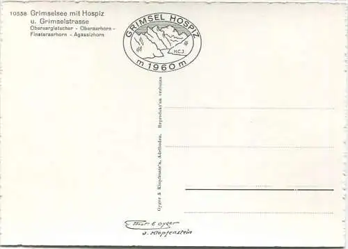 Grimselsee mit Hospiz und Grimselstrasse - Oberaargletscher - Foto-AK Grossformat - Verlag Gyger & Klopfenstein Adelbode