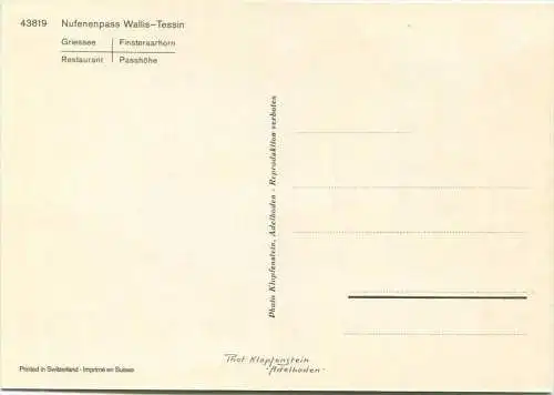 Nufenenpass - Passhöhe - Restaurant - AK Grossformat - Verlag Photo Klopfenstein Adelboden