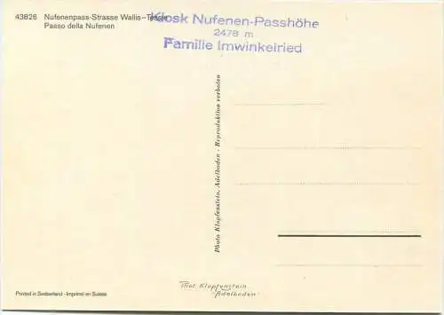 Nufenenpass-Strasse - Passo della Nufenen - Autobus - AK Grossformat - Verlag Photo Klopfenstein Adelboden