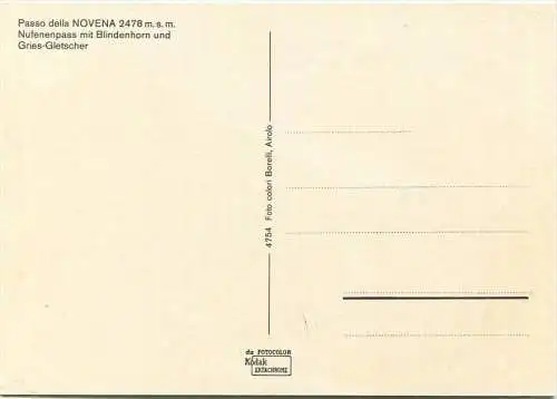 Passo della Novena - Nufenenpass mit Blinnenhorn und Gries-Gletscher - AK Großformat - Verlag Borelli Airolo