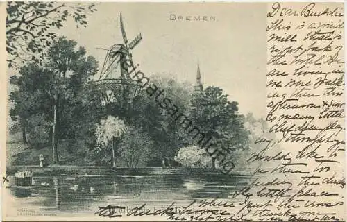 Bremen - Wallpartie beim Heerden-Thor - Windmühle - Verlag G. A. Dörrbrecher Bremen gel. 1901