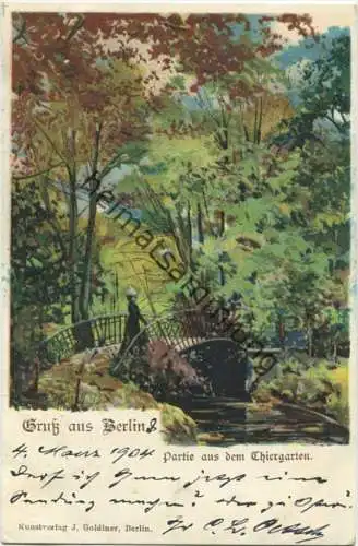 Berlin-Tiergarten - Partie aus dem Thiergarten - Verlag J. Goldiner Berlin gel. 1904
