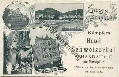 Bad Schandau - Kämpfers Hotel Schweizerhof am Marktplatz - rückseitig Werbung