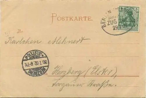 Erfurt - Durchblick im Steiger - Kaufmannskirche - Luther-Denkmal - Verlag Aug. Heinecke Rudolstadt gel. 1902