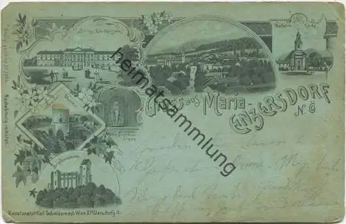 Gruss aus Maria-Enzersdorf - Kirche Schloss - Burg - Verlag Karl Schwidernach Wien gel.