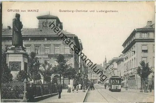 Mainz - Ludwigstraße - Gutenberg-Denkmal - Straßenbahn - Verlag Kaspar Suder Mainz