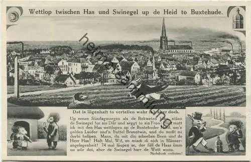 Buxtehude - Buxtehude - Wettlop twischen Has und Swinegel up de Heid - Verlag J. Vetterli Buxtehude 20er Jahre