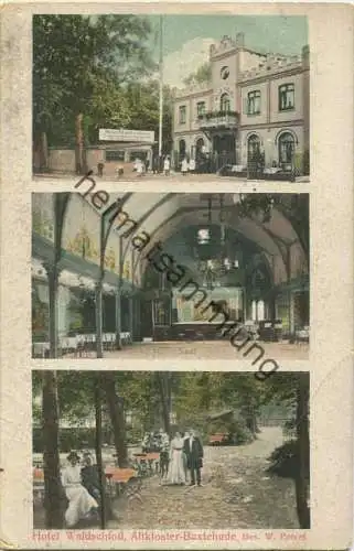 Buxtehude - Altkloster - Hotel Waldschloß Besitzer W. Peters - Verlag M. Glückstadt & Münden Hamburg - rückseitig Werbun