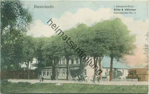 Buxtehude - Bahnhofs-Hotel Küke & Hähnsen - Rückseite beschrieben 1912