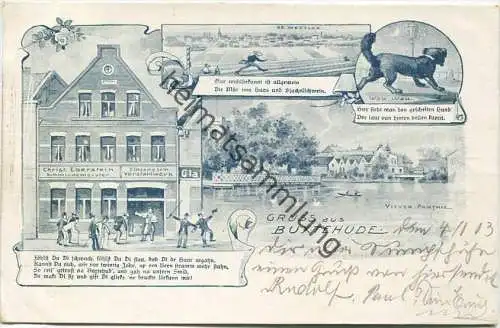 Gruss aus Buxtehude - Hase und Igel - Schmied - Dackel - Viver-Partie gel. 1903