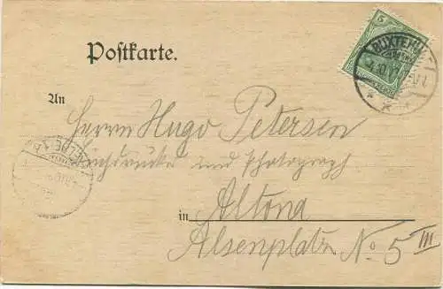 Gruss aus Buxtehude - Hase und Igel - Schmied - Dackel - Viver-Partie gel. 1903