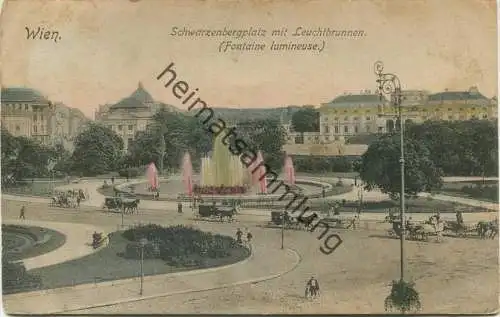 Wien - Schwarzenbergplatz mit Leuchtbrunnen - Verlag Sperling Wien - gel. 1908