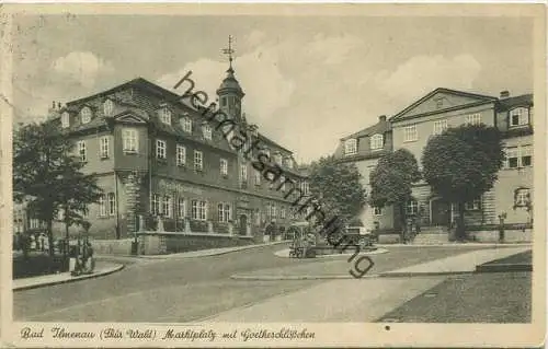 Bad Ilmenau - Marktplatz mit Goetheschlösschen - Verlag Straub und Fischer Meiningen gel. 1939