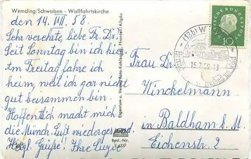 Wemding - Wallfahrtskirche - Foto-AK - Verlag - Foto-Kohlbauer Pfronten gel. 1959