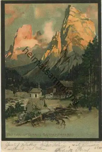 Unterkunftshaus Hinterbärenbad - Künstlerkarte Zeno Diemer - Verlag Ottmar Zieher München gel. 1900