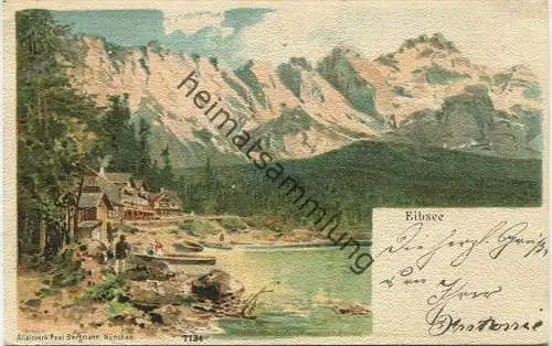 Eibsee - Künstlerkarte - Verlag Paul Bergmann München gel. 1898