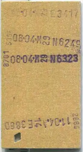 Schülerrückfahrkarte - Stuttgart Hbf 4 nach Flechingen - Fahrkarte 2. Klasse 16,00 DM 1977