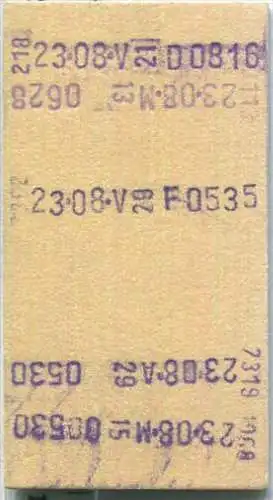 Rückfahrkarte Halber Preis - Stuttgart Hbf 7 nach Hamm - Fahrkarte 2. Klasse 75,00 DM 1980
