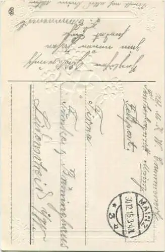 Neujahr - Kleeblatt - Hufeisen - Prägedruck - Patriotica - Feldpost gel. 1915