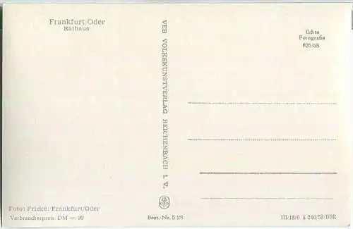 Frankfurt/Oder - Rathaus - Foto-Ansichtskarte - Verlag VEB Volkskunstverlag Reichenbach