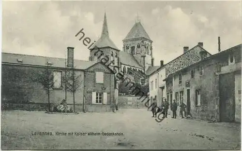 Lavannes - Kirche mit Kaiser Wilhelm Gedenkstein - Verlag Schaar & Dathe Trier - Rückseite beschrieben 1916