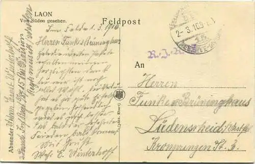 Laon - Von Süden gesehen - Feldpost gel. 1916