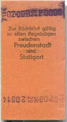 Fahrkarte - 100 Jahre Gäubahn - Stuttgart Hbf nach Freudenstadt - Fahrkarte 2. Klasse 10,00 DM 1979