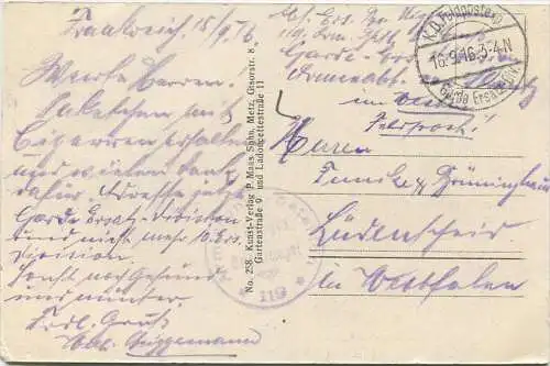 Eroberte französische Geschütze auf der Cote-Lorraine - Verlag P. Maas Sohn Metz - Feldpost gel. 1916