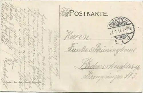 Alt-Oberstein von der alten Brücke - Verlag Joh. Georg Schulz Birkenfeld - Feldpost gel. 1917