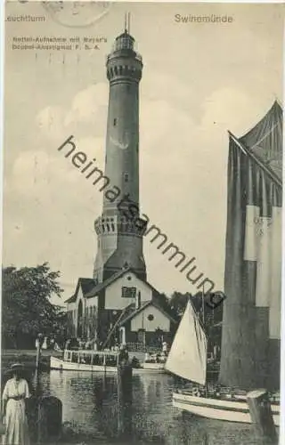 Swinemünde - Leuchtturm - Werbekarte Nettel Aufnahme mit Meyer's Doppel-Anastigmat F. 5. 4. gel. 1913