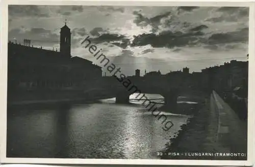 Pisa - I Lungarni - Tramonto - vera Fotografia - Foto-AK - Ediz. A. Campassi Torino 1940