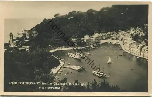 Portofino - Chiesa e Castello S. Giorgio e panorama - Fotografia - Foto-AK - Ediz. G. Brissolese S. Margherita