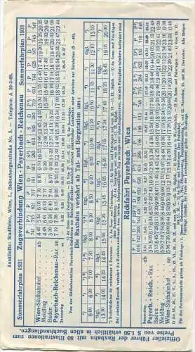 Österreich - Niederösterreich - Raxbahn - Fahrplan vom 15. Mai - 3. Oktober 1931 - Faltblatt