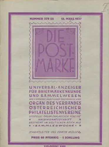 Die Post-Marke - Universal-Anzeiger für Briefmarkenkunde - Verband der Österreichischen Philatelisten Vereine - März 193