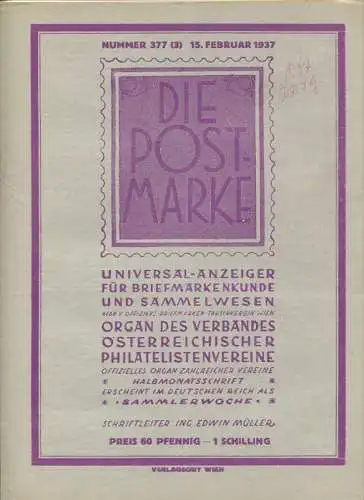 Die Post-Marke - Universal-Anzeiger für Briefmarkenkunde - Verband der Österreichischen Philatelisten Vereine - Februar