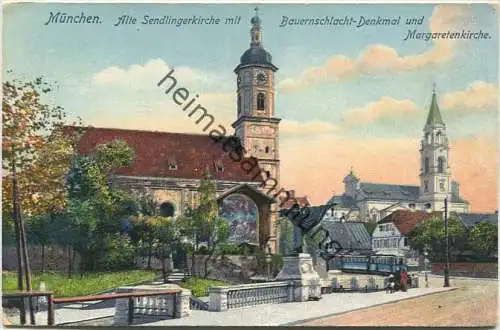 München - Alte Sendlingerkirche mit Bauernschlacht-Denkmal und Margaretenkirche - Verlag Ottmar Zieher München