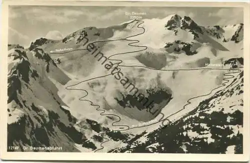 Grosse Daumen-Abfahrt - Abfahrten zum Giebelhaus - nach Hinterstein - Foto-AK - Verlag F.u.E. Heimhuber Sonthofen