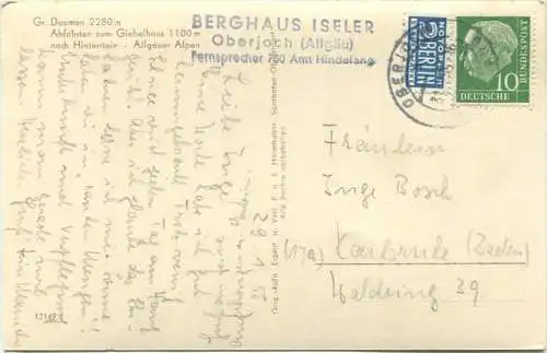 Grosse Daumen-Abfahrt - Abfahrten zum Giebelhaus - nach Hinterstein - Foto-AK - Verlag F.u.E. Heimhuber Sonthofen